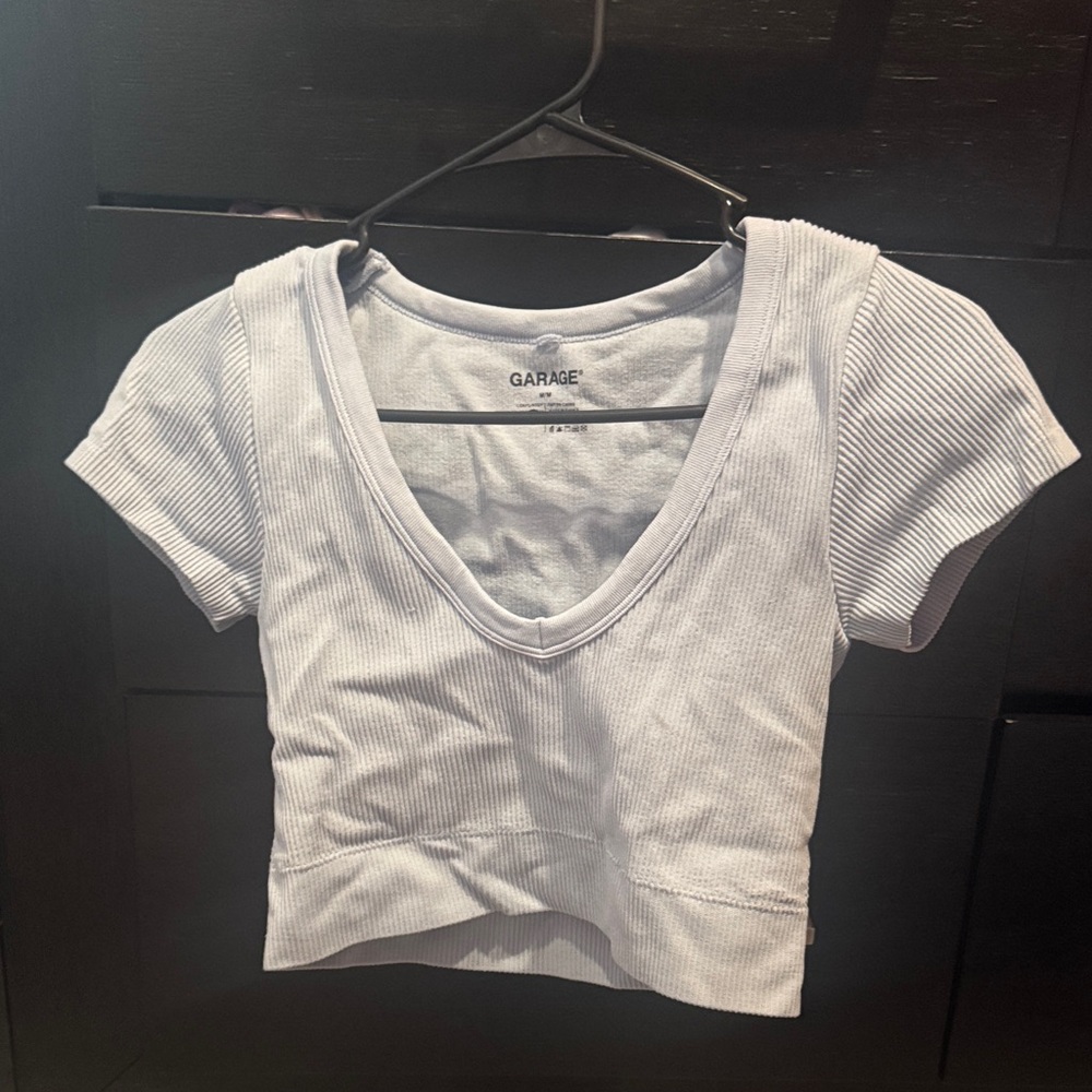 Garage Women's Blue Ribbed Top